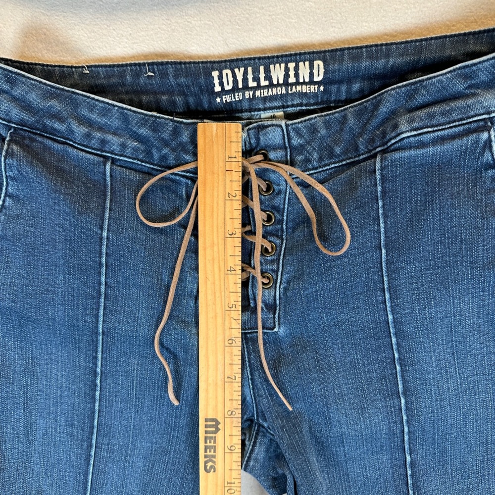 Idyllwind Miranda Lambert Blue Lace Up Front Flare Jeans Size 10/34 70s Western - Picture 4 of 10